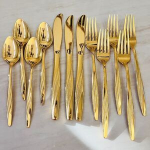 INTERNATIONAL SILVER American Flair Gold (Gold Electroplate) 12 Pc Flatware USA